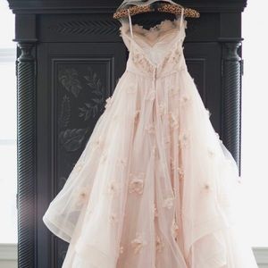 Wedding dress, blush pink.